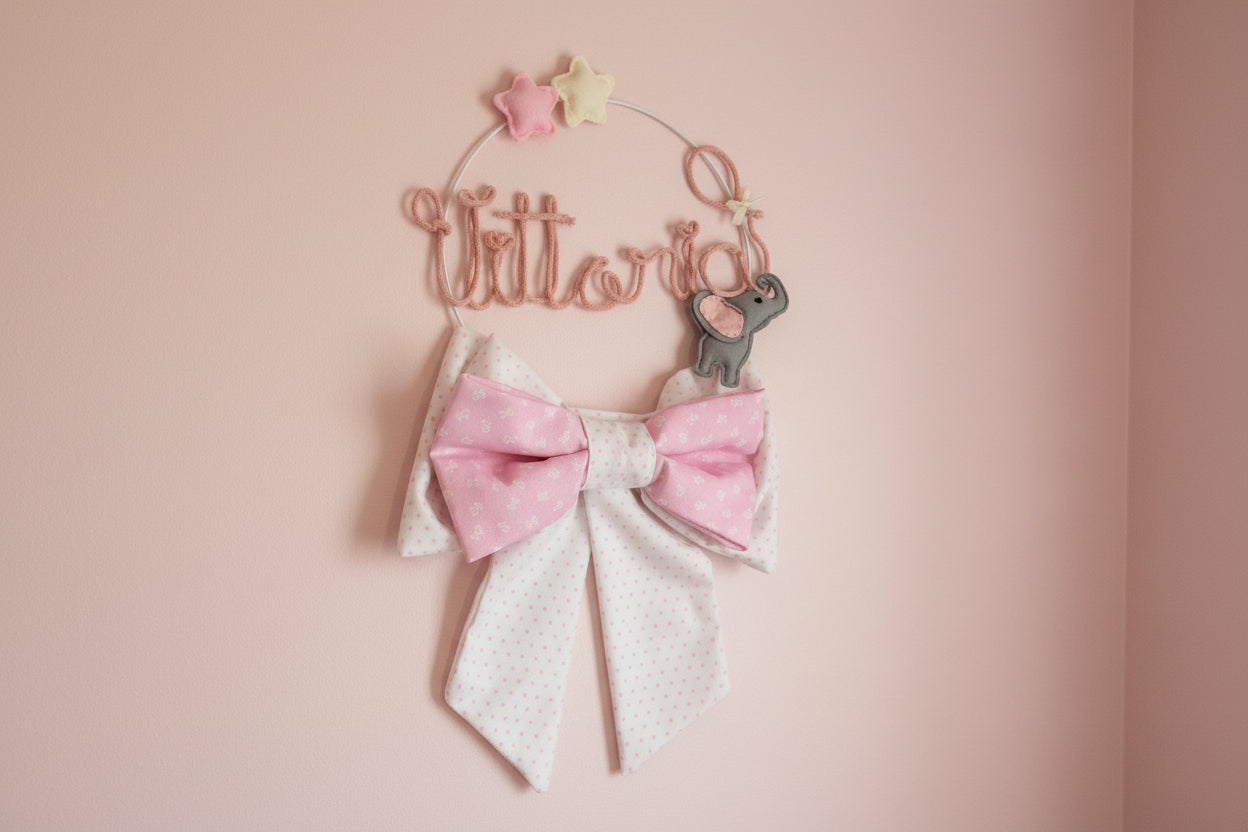 Fiocco Nascita con nome in tricotin