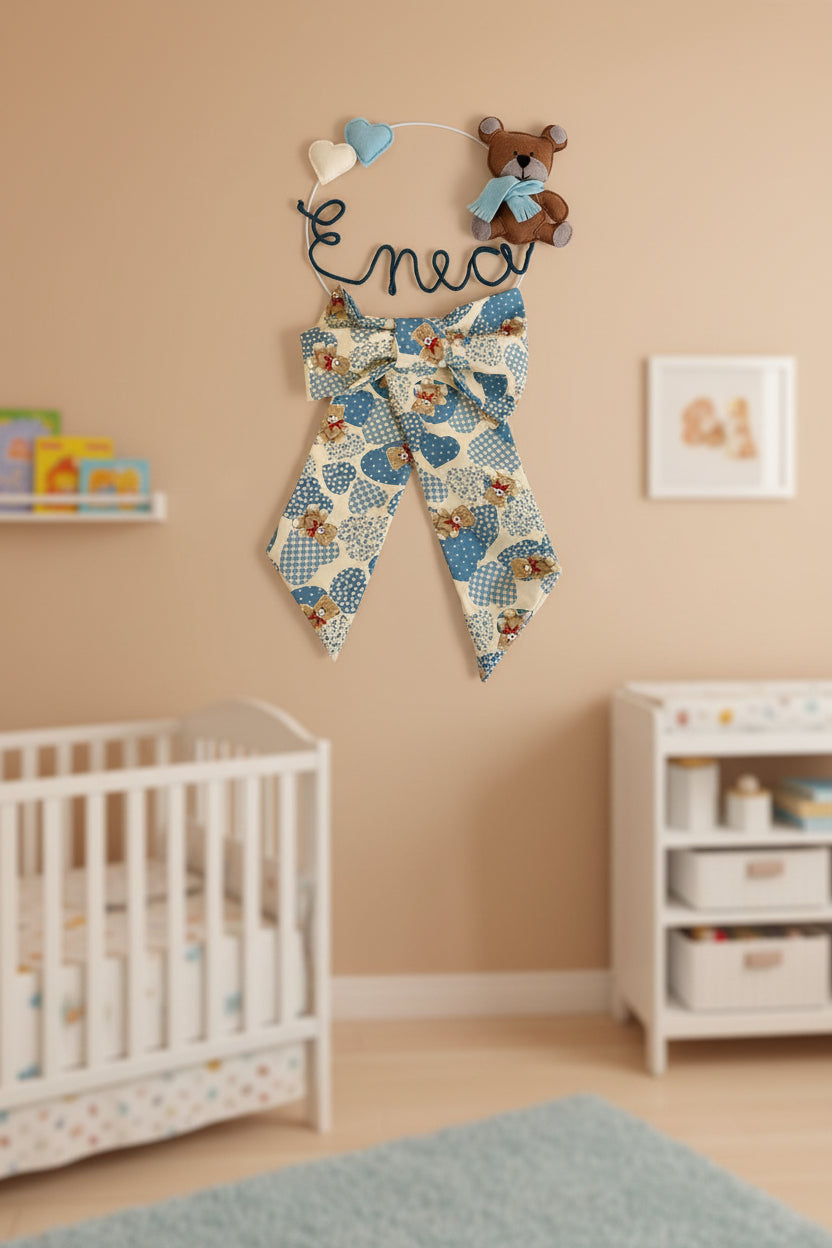 Fiocco Nascita con nome in tricotin