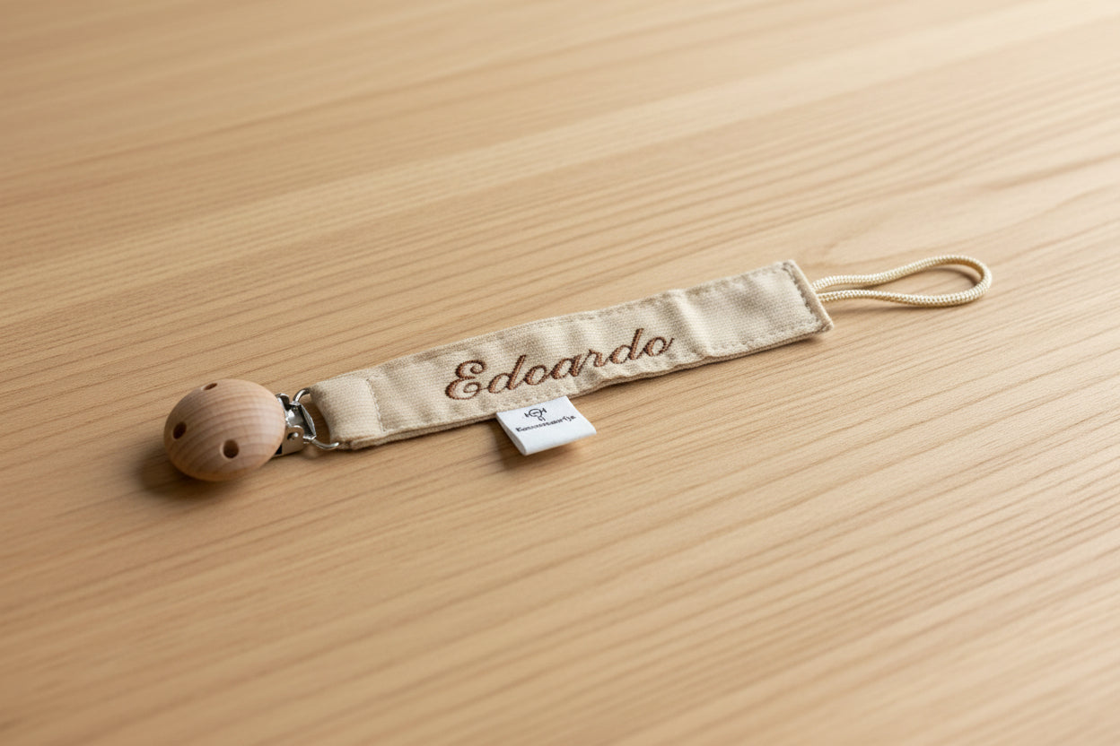 Catenella per ciuccio con clip in legno