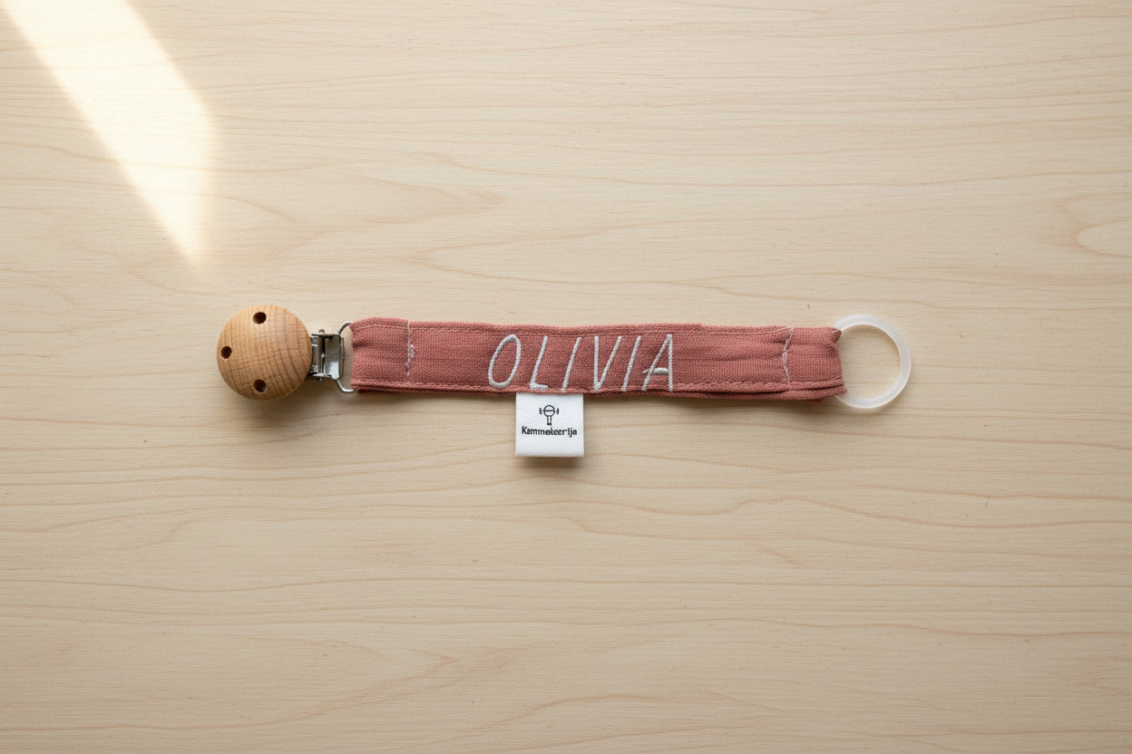 Catenella per ciuccio con clip in legno