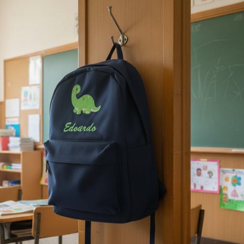 Zainetto con zip e ricamo personalizzato