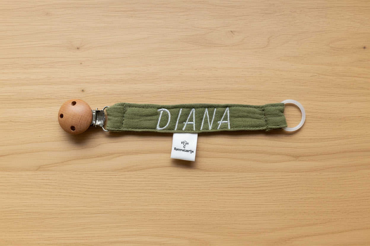 Catenella per ciuccio con clip in legno