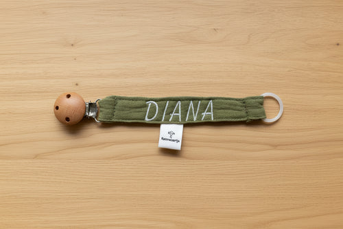 Catenella per ciuccio con clip in legno