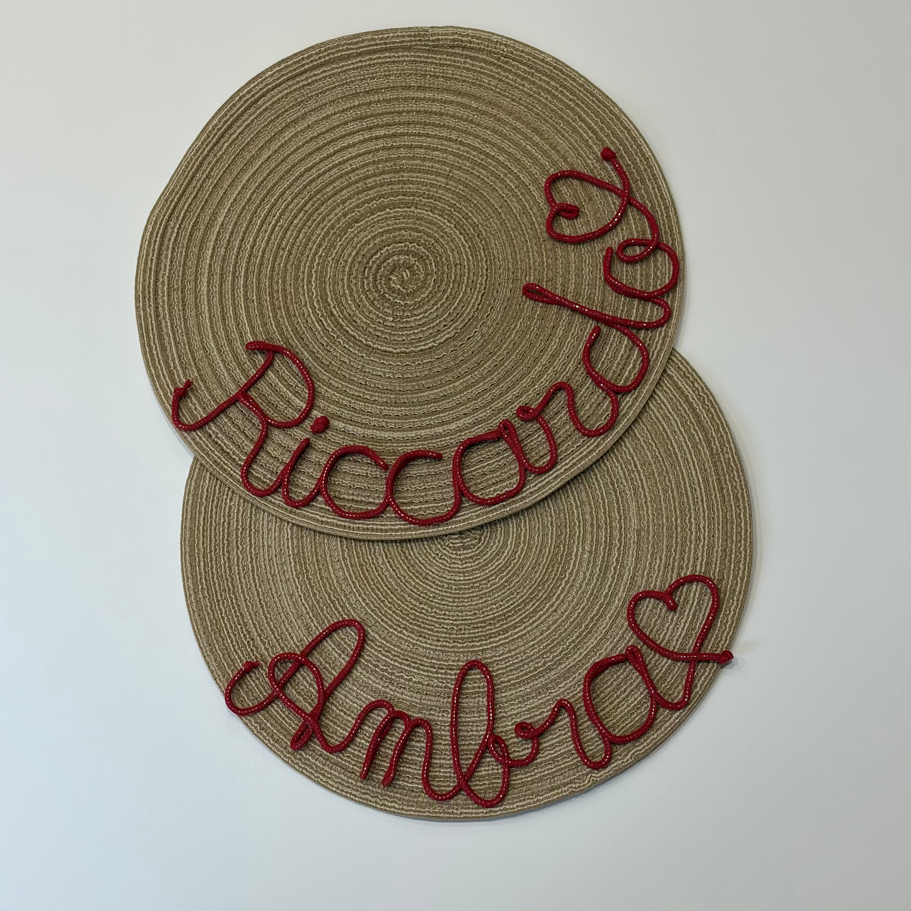 Tovaglietta personalizzata con nome in tricotin