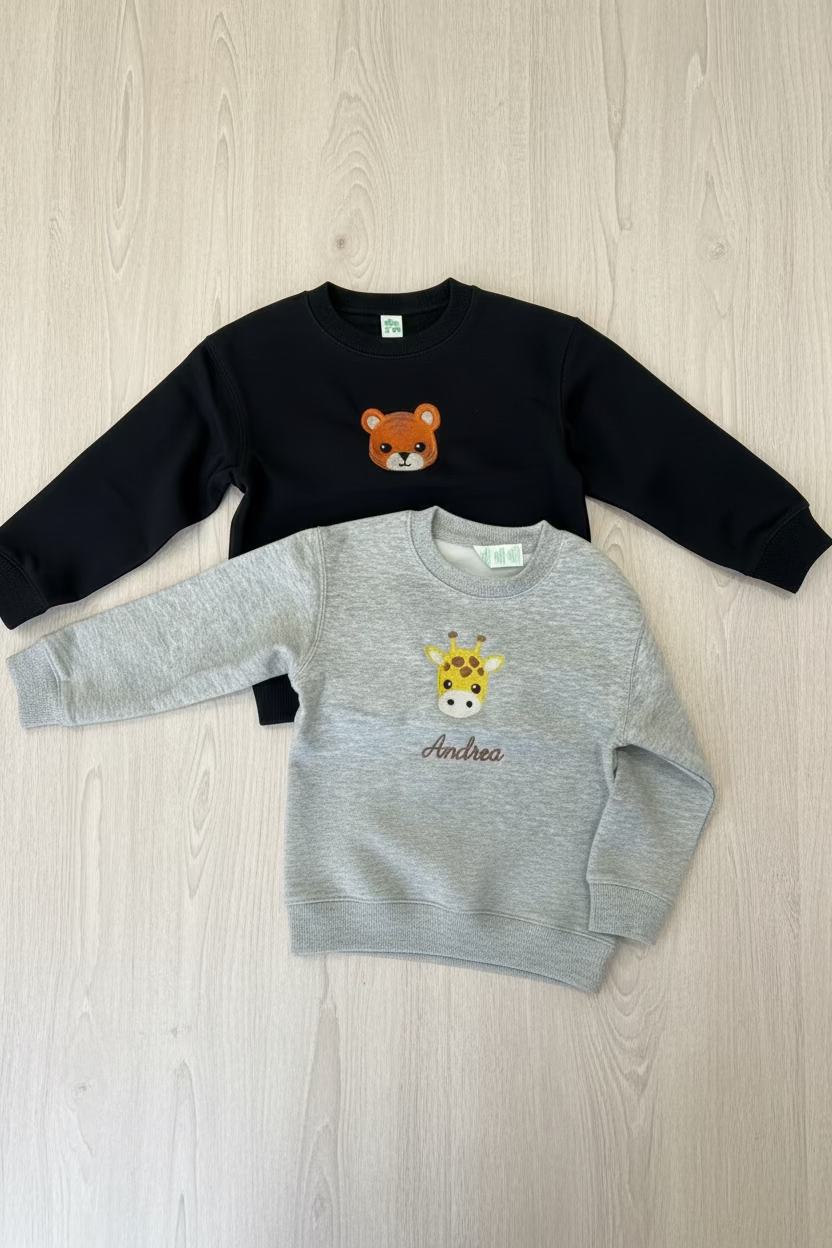 Felpa ricamo girocollo