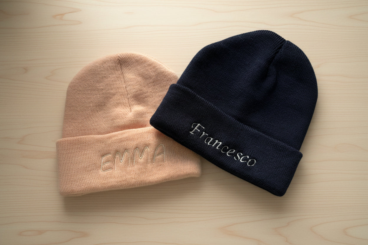 Berretto bambino con ricamo nome